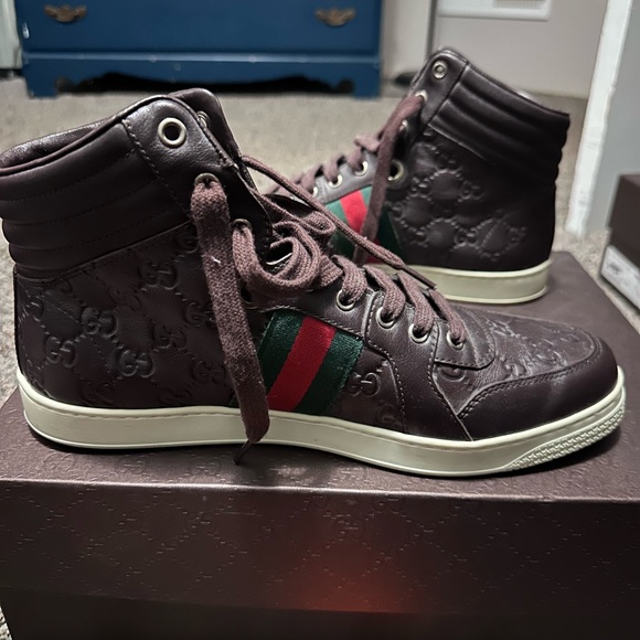 Gucci Grid brown and red high tops. Barely worn, great condition! - Picture 4 of 7